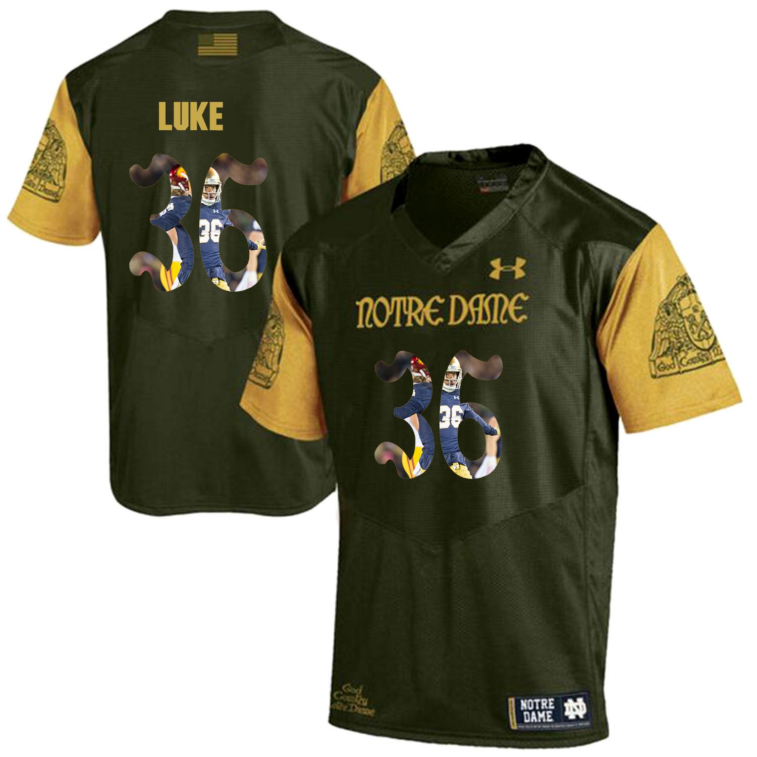 Men Norte Dame Fighting Irish 36 Luke Green Fashion Edition Customized NCAA Jerseys